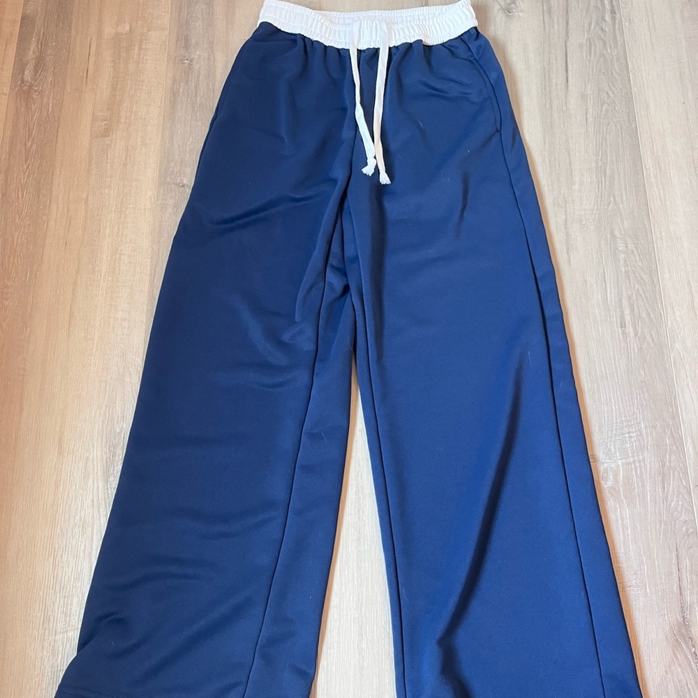 SHEIN Navy Sweatpants With White Waistband